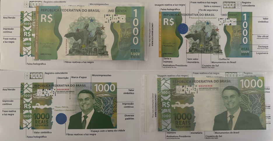 Nota Souvenir Jair Messias Bolsonaro - Presidente do Brasil 2019 a 2022