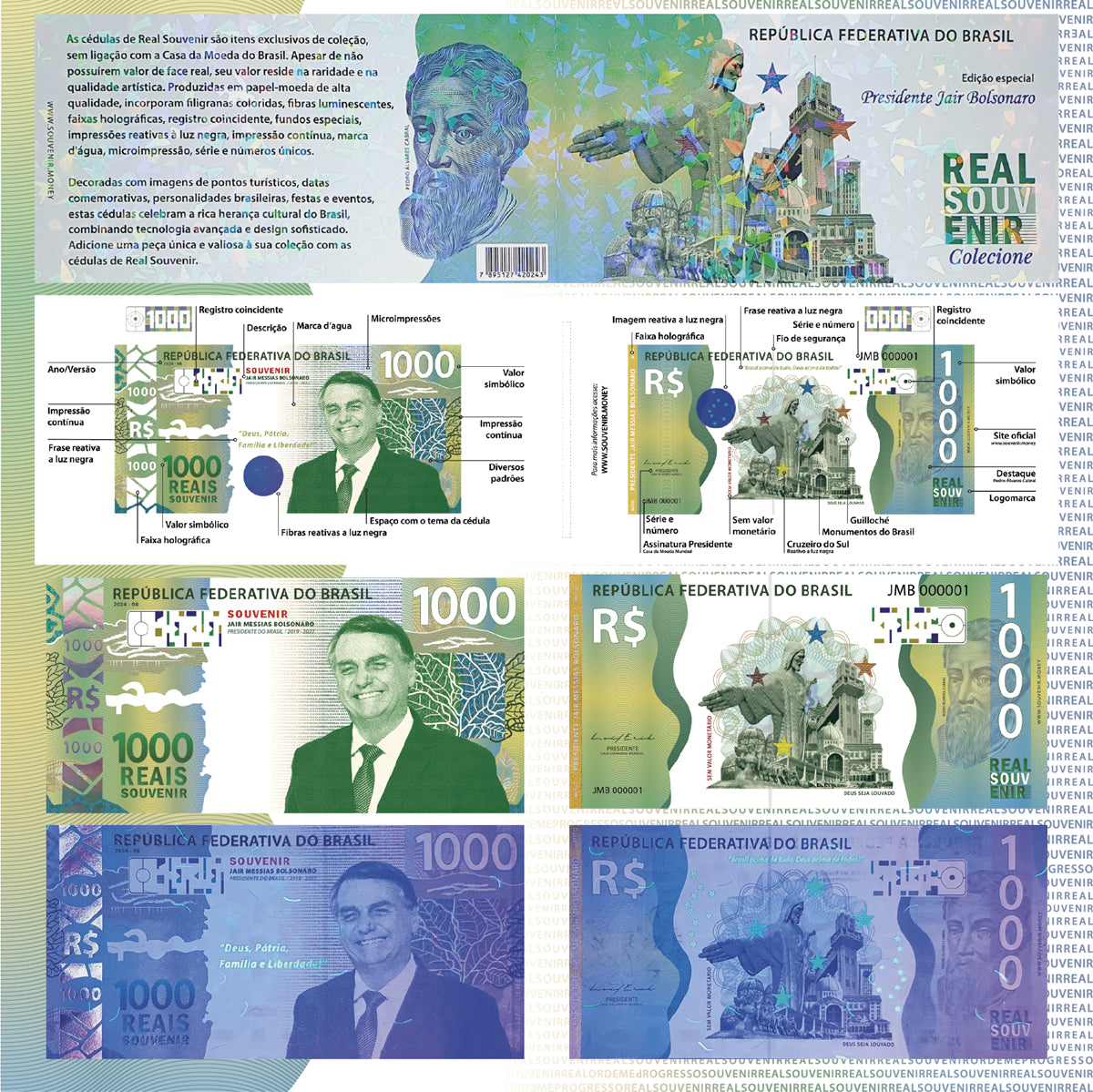 Nota Souvenir Jair Messias Bolsonaro - Presidente do Brasil 2019 a 2022