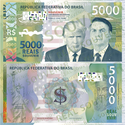 Cédula Souvenir Jair Bolsonaro & Donald Trump