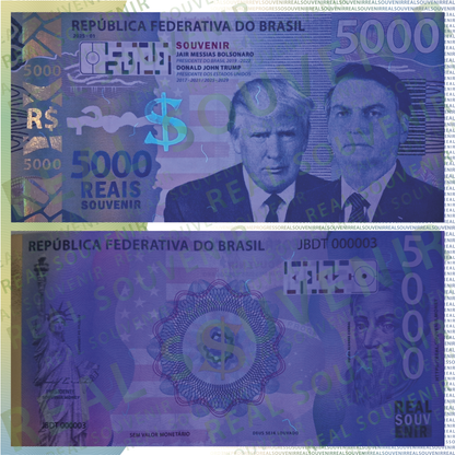 Cédula Souvenir Jair Bolsonaro & Donald Trump